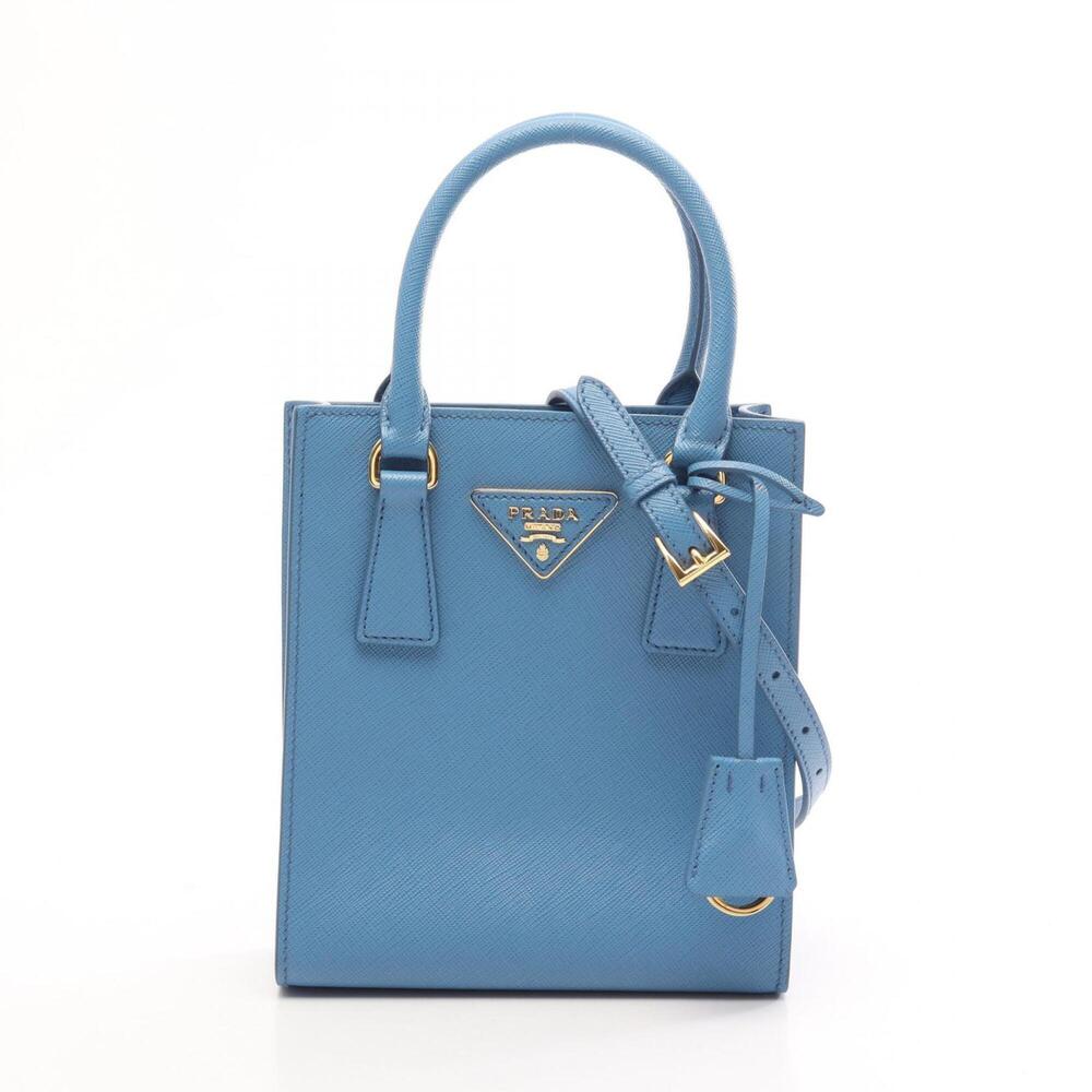 Prada SAFFIANO LUX 2WAY Handbag, Saffiano Leather, Women's, Blue, 1BA358